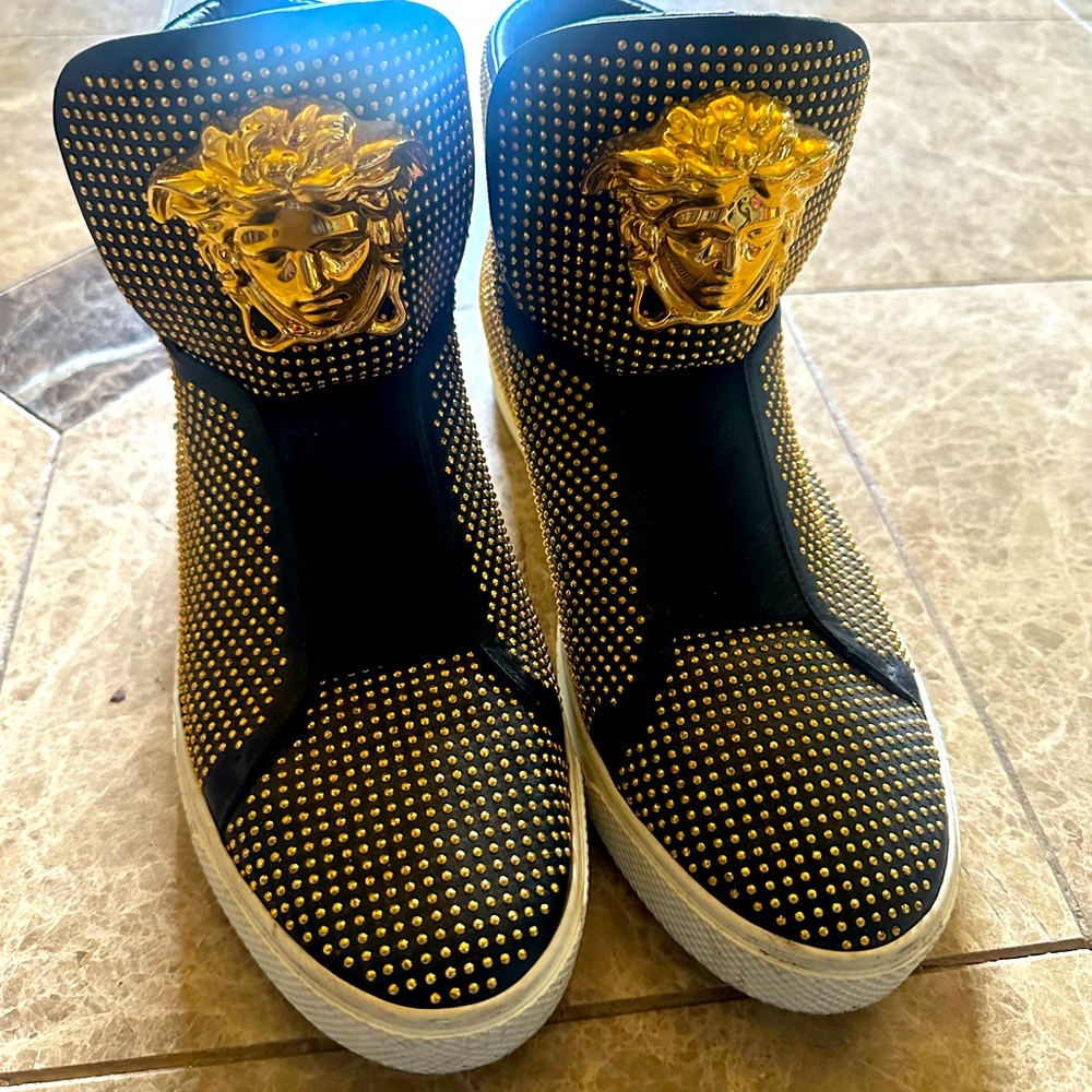 Versace Gold & Black studded shoes